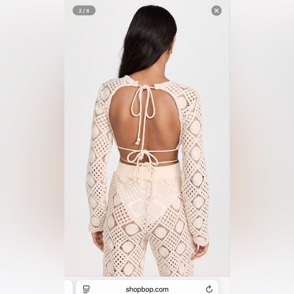 Andrea Iyamah hira Keyhole Crochet Crop Top Swim Cover-Up xs - Picture 4 of 15